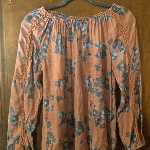 Rust Floral Off-Shoulder Blouse